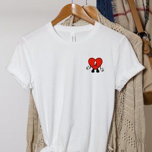 Un Verano Sin Ti  Small Heart Bad Bynny White T-shirt